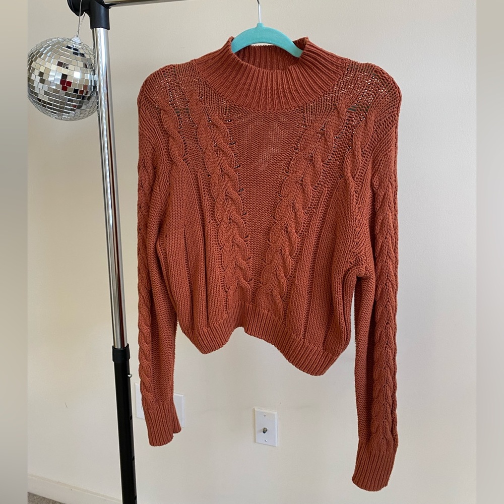 Aeropostale Size M burnt orange cable knit sweater FITS LIKE A SMALL